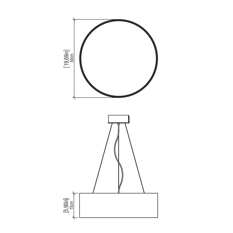 Cilíndrico 3 - Light Chandelier, Teak, 1