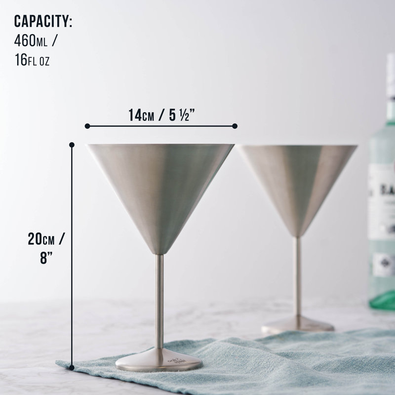 Versa 460ml Stainless Steel Martini Glass Set, Silver