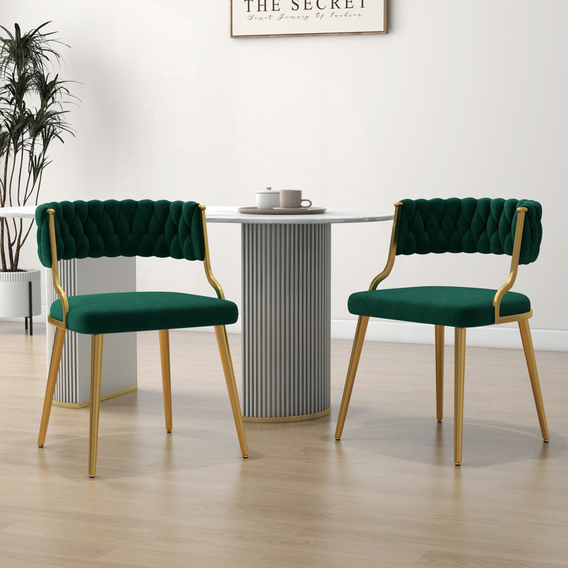 Ginko Tufted Velvet Dining Chair, Dark Green, 2