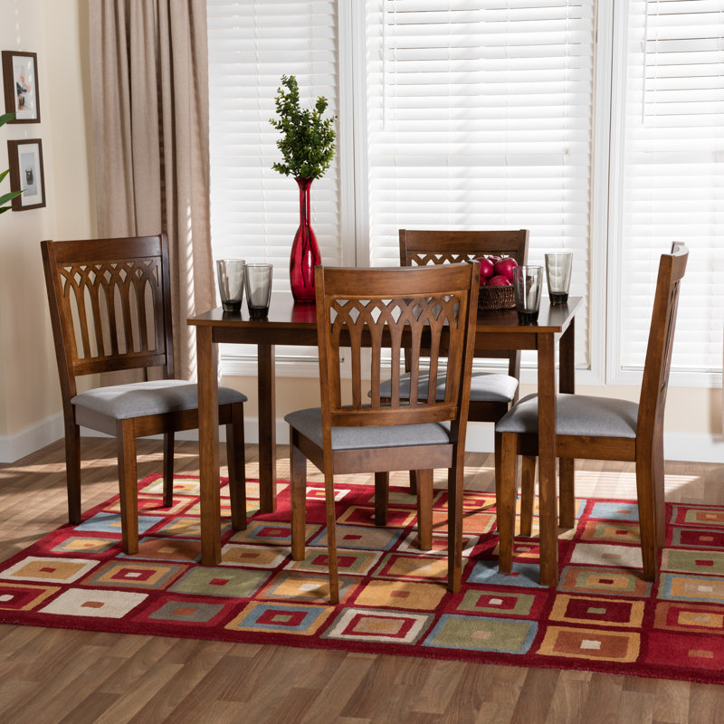 Ensemble repas pour 4 personnes Leesville, Gris, Noyer brun