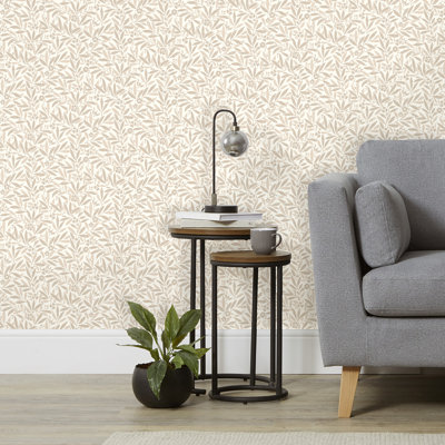 Rabanne Neutral Ditsy Leaves Wallpaper