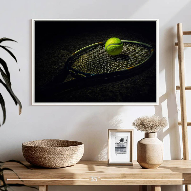 Tennis contemporain, Cadre flottant blanc, 37 po x 25 po