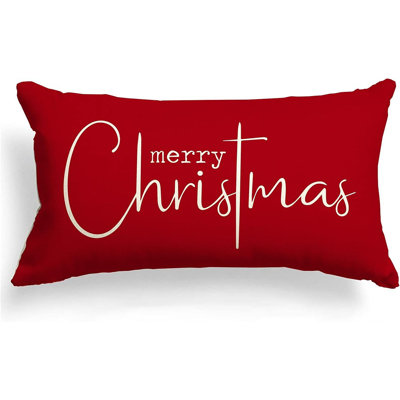 Christmas Pillow Covers Merry Christmas Throw Pillow Decorative Christmas Red Cloth Linen Cloth Pillow Cover Sofa Cover Decorative Rectangle Length 12X20 Inches