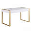 Bureau d'ordinateur moderne blanc / or, bois métal avec 2 tiroirs pour la salle d'étude de la maison, finition laquée
