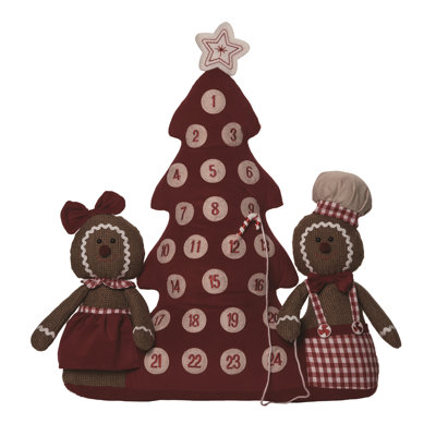 Polyester 22.5 in. Christmas Soft Gingerbread Advent Calendar