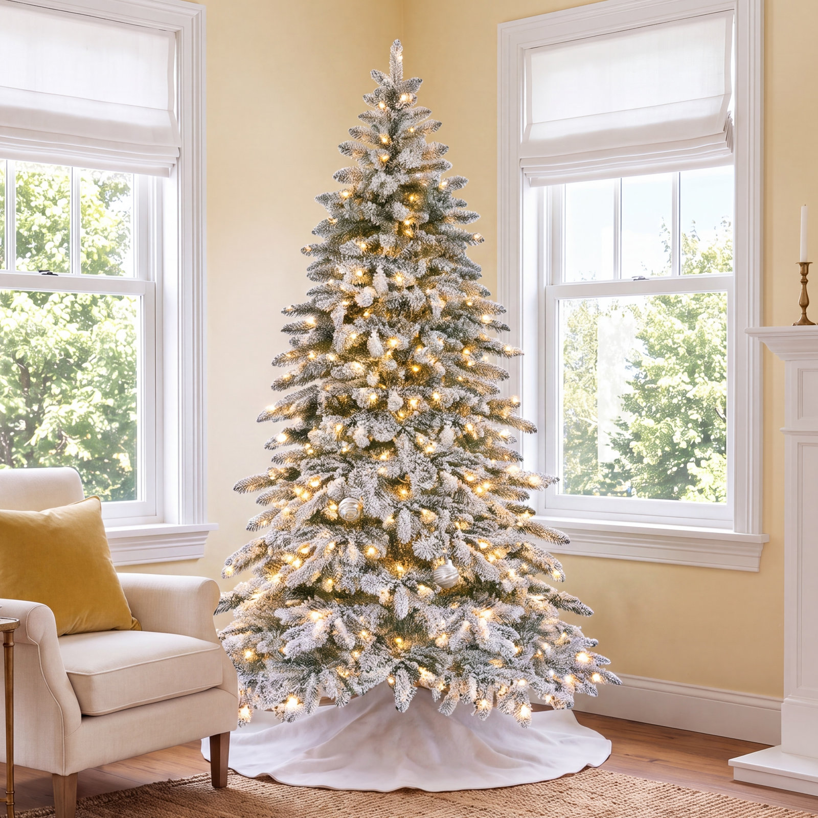 Frosted Pre-Lit Fir Christmas Tree, 6' H