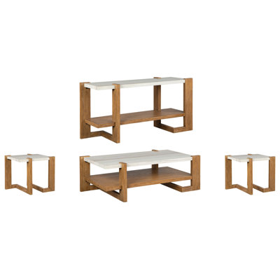 Table basse rectangulaire avec 2 tables de bout et canapé Neumann