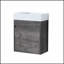 Meuble-lavabo flottant mural de 18 po avec lavabo en résine blanche et porte d'armoire à fermeture en douceur, pour un design moderne et peu encombrant-1907611069