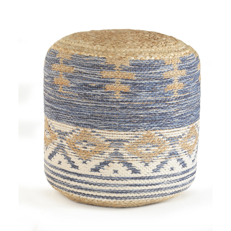 18" Blue Jute Ottoman