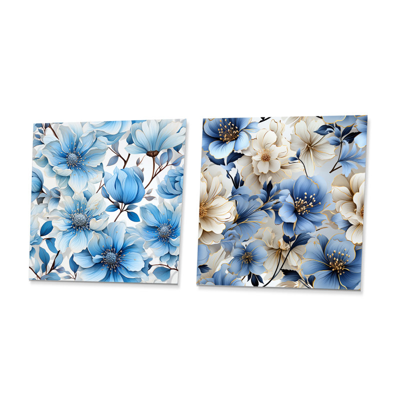Gallucci - Ensemble de 2 carrés décoratifs floraux en métal, H 36 po x l 72 po