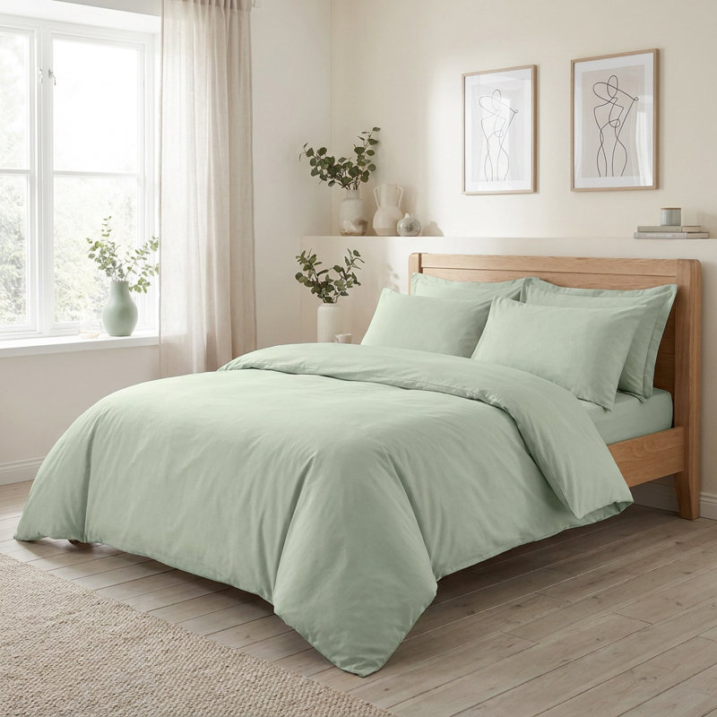 Light Green 100% Cotton Duvet Cover Set