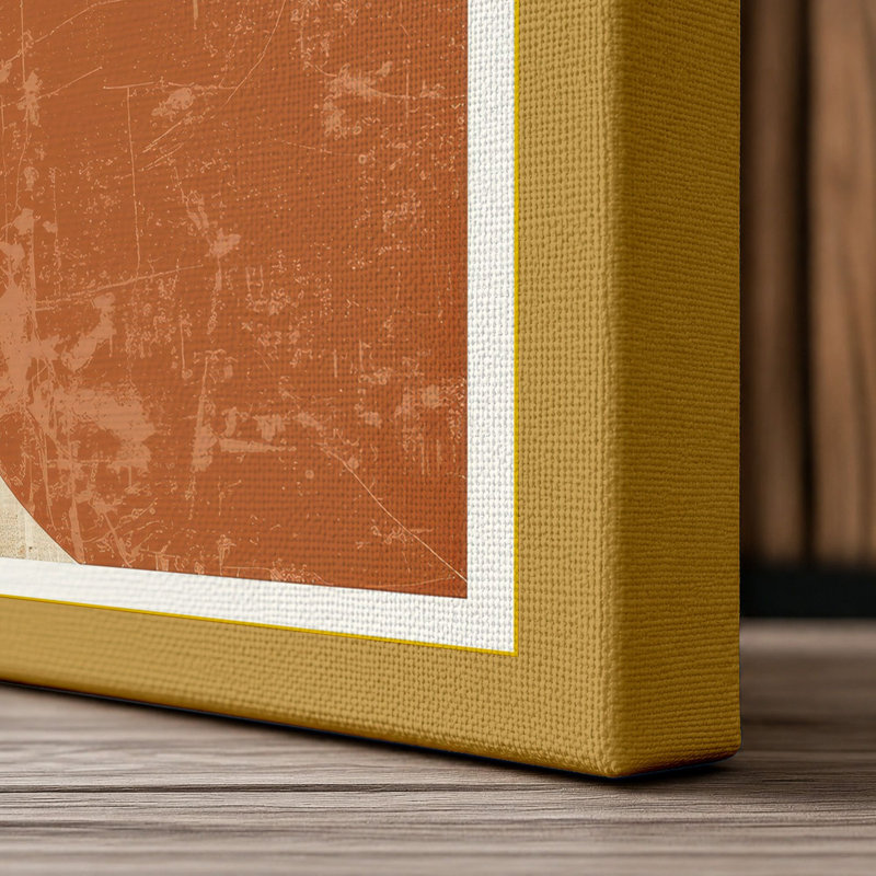 Curved Forms in Rust Minimalist - Wrapped Canvas, 18x12 - 45.7 x 30.5 cm, Ochre Border