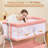 Scarletta Baby Bassinet Bedside Crib with Storage Basket and Wheels, Easy Folding Bed Side Sleeper Adjustable Height Portable Crib for Newborn-1071534013