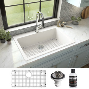 Karran Quartz 33'' X 22'' Large Single Bowl Drop-in Kitchen Sink With Bottom Grid and Strainer (missing bottom grid)(ours is black)