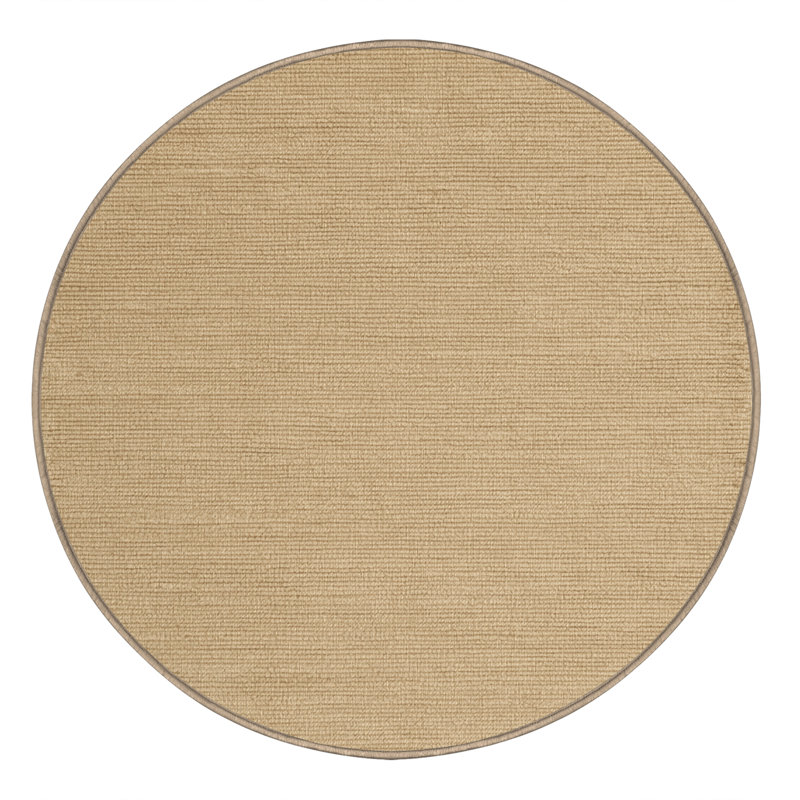 Machine Washable Solid Beige Area Rug, Round 3'