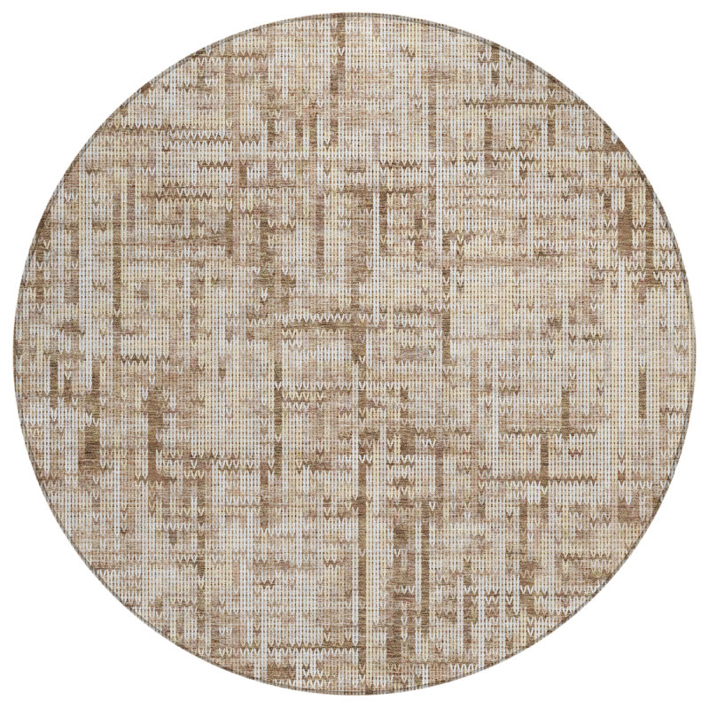 Machine Washable Indoor/Outdoor Colman ACN2130 Striped Rug, Round 8'