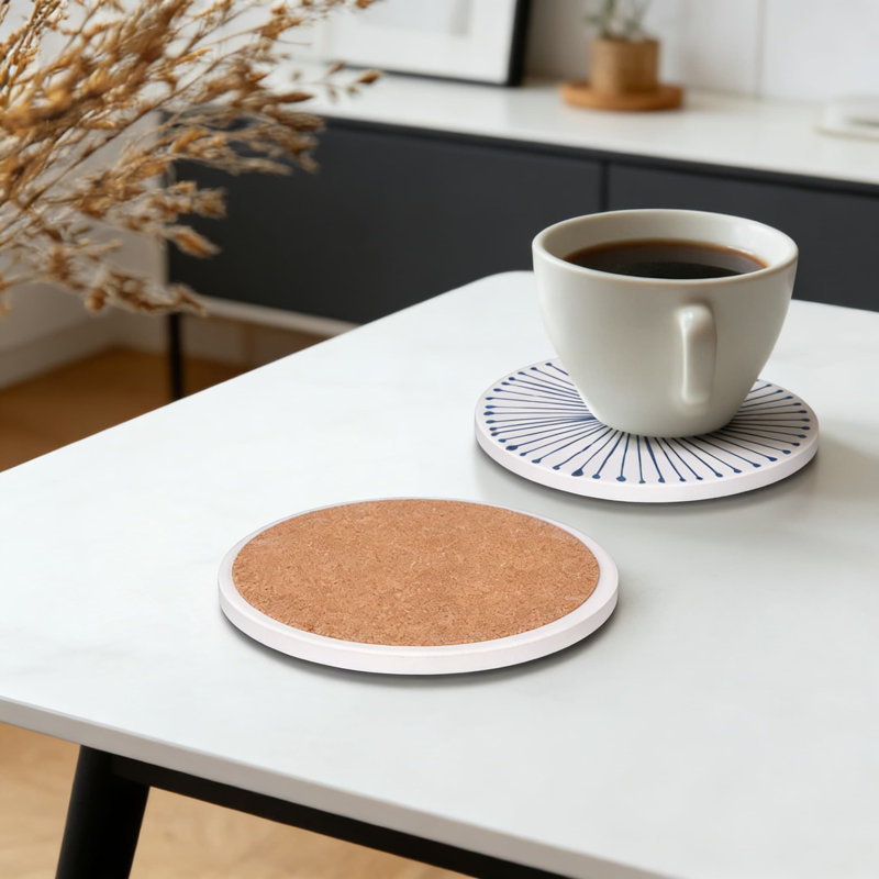 Ensemble de 6 sous-verres en céramique absorbants avec support, fond en liège antidérapant, sous-verres à absorption rapide pour table basse, bureau, bureau et décoration intérieure