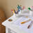 Kids Table and Chair Set 1 Table 1 Chair with Storage Shelves & Paper Roll Holder for Art Craft White 31.5"W x 19.7"D x 23.6"H-1965991947