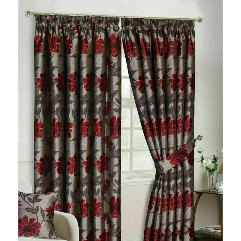 Atkison Blackout Curtain Pair, Red, 229 W x 229 D cm