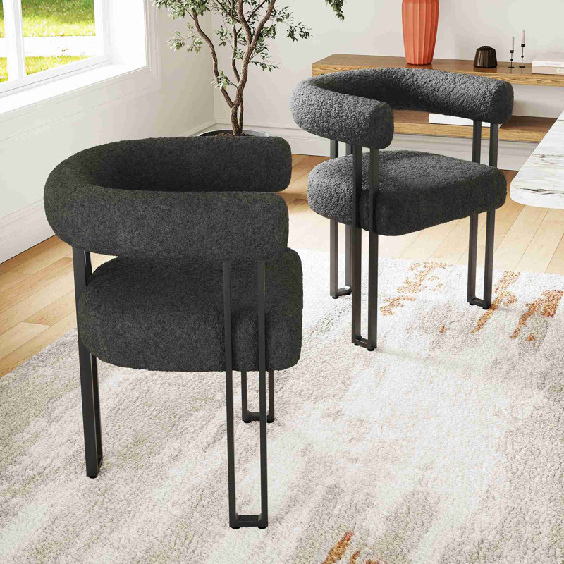 Ensemble de 2 fauteuils de salle à manger rembourrés, Noir