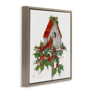 «Winter Plants & Birdhouse», art de la giclée encadrée par Sally Swatland