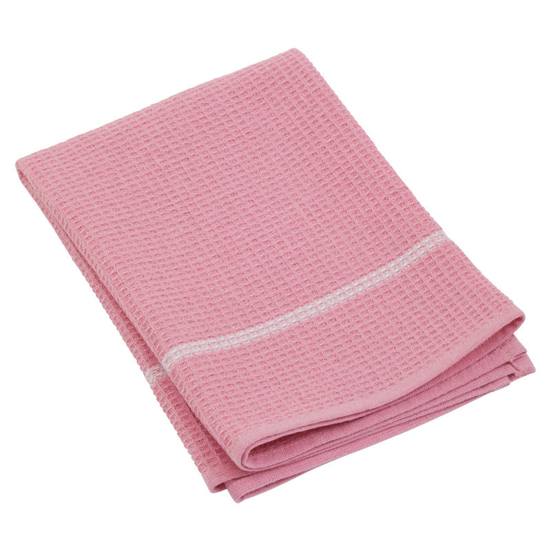 Cotton Waffle Tea Towel Kitchen Towel, Pink/White