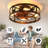 20 Inch Farmhouse Caged Flush Mount Ceiling Fan With 4 Lights And Remote Control, Indoor Low Profile Fan