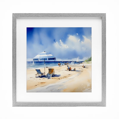 Stay A While Beach Outing Framed Print Under Glass, design by LSR Design Studio
