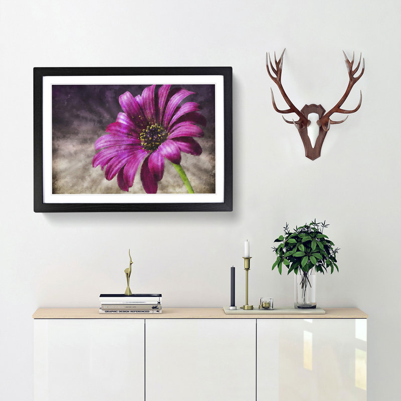 Purple Daisy - Framed Print, 62cm H x 87cm W x 2cm D, Black Framed