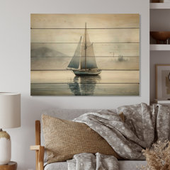 Boat On The Lake I - Unframed Print on Wood