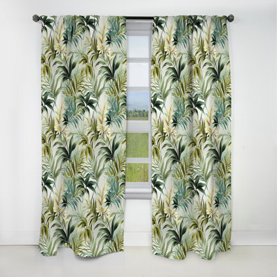 Motif de lignes tropicales - Rideau floral - Rideau occultant floral - 1 panneau