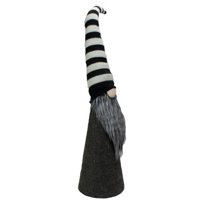 27" LED Lighted Black and White Striped Gnome Christmas Figure