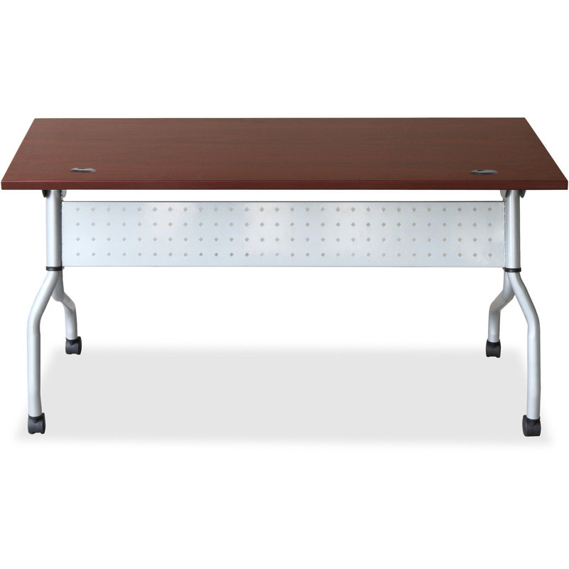 Preference Rectangle Flip Top Training Table with Casters and Modesty Panel and Cable Management
