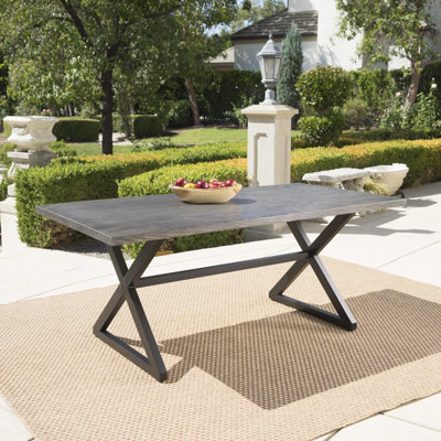 Stylish Outdoor Aluminum Dining Table with Durable Steel Frame, Perfect for Entertaining and Weather Resistance