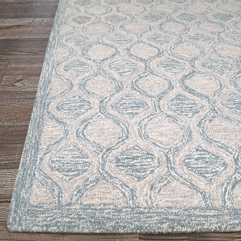 Hand Tufted Wool Geometric Indoor Rug, Rectangle 8' x 10'