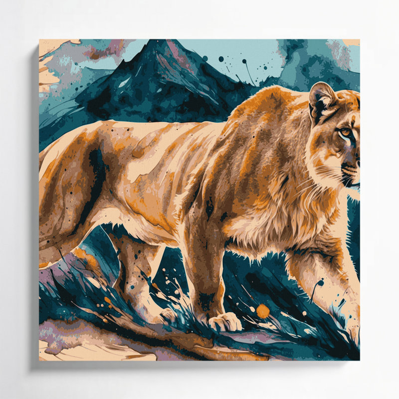 Big Cats Mountain Lion Brown Canvas Wall Art, 16" H x 16" W