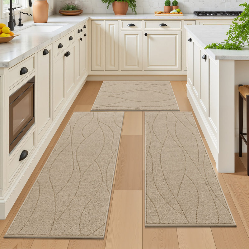 Ensemble de tapis de cuisine, Beige