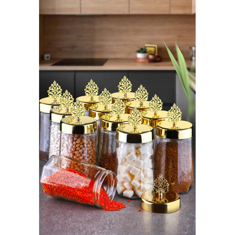 12-Piece Glass Storage Box Set, 3.5 x 3.5 x 7.9 Inches, 23.7 Fl Oz Each | 100% Durable Glass, Dishwasher Safe | Ideal for Organizing Kitchen, Pantry & Home | Stylish Transparent Design for Easy Viewing