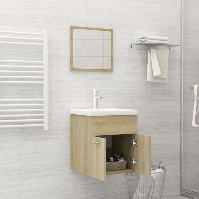 Meuble-lavabo pour salle de bain, Chêne de Sonoma