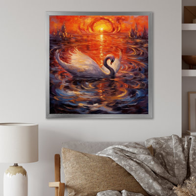 " White Swan At Majestic Sunset "