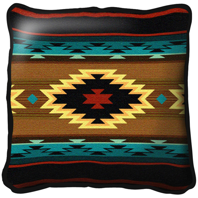 Balpinar Geometric Cotton Reversible Throw Pillow, Blue/Brown