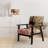 Pink Gerbera Flower On Abstract Fusion I - Upholstered Floral Arm Chair, Pink Accent Chair