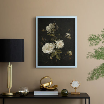 Impression florale rétro I, reproduction encadrée - bois massif