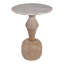 Élégante table d'appoint en marbre et en bois de manguier pour le salon - Table de bout étroite décorative pour l'entrée - 22 po, brun clair et blanc
