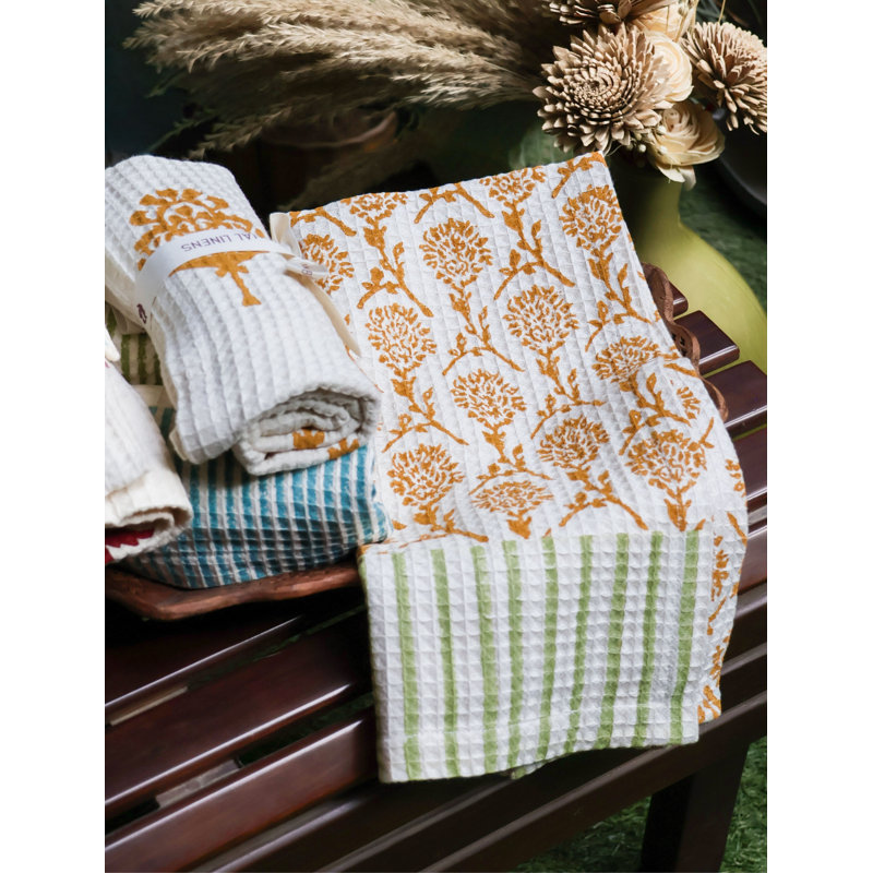 Harmony Cotton Waffle Kitchen Towels - Mixed Set of 2