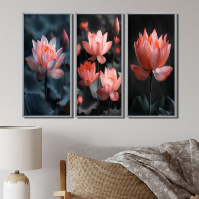 Verre rose et gris sérénité Lotus I - Collection d'art mural Lotus