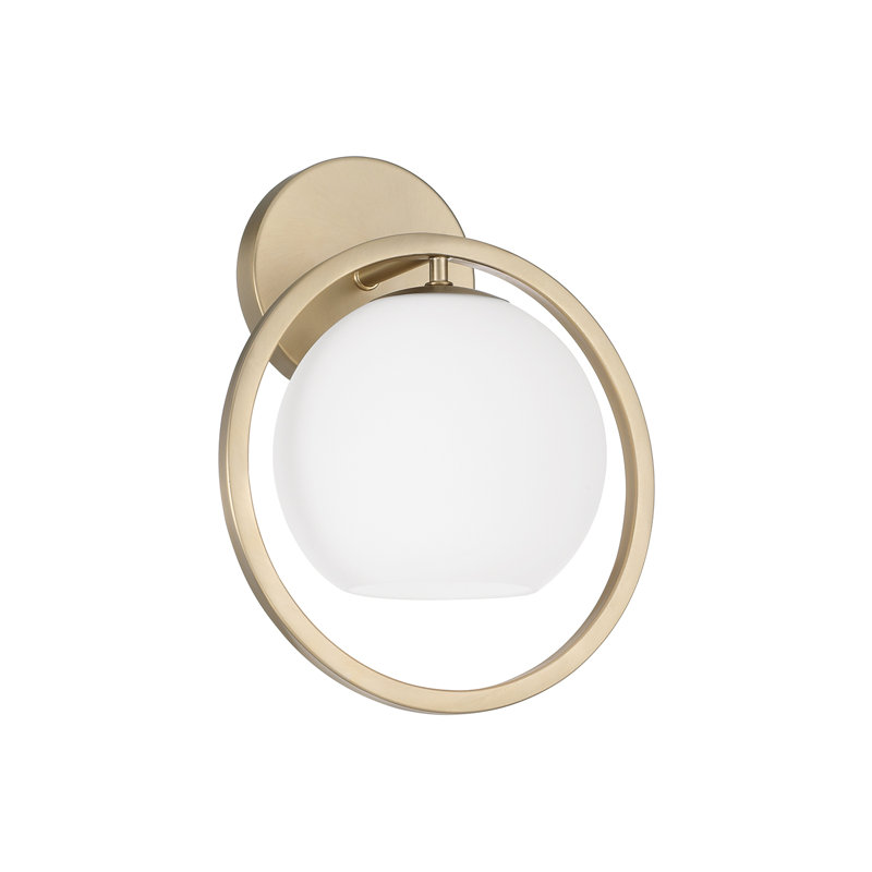 9.5" W X 12" H 1-Light Circle Sconce with Soft White Glass, Matte Brass