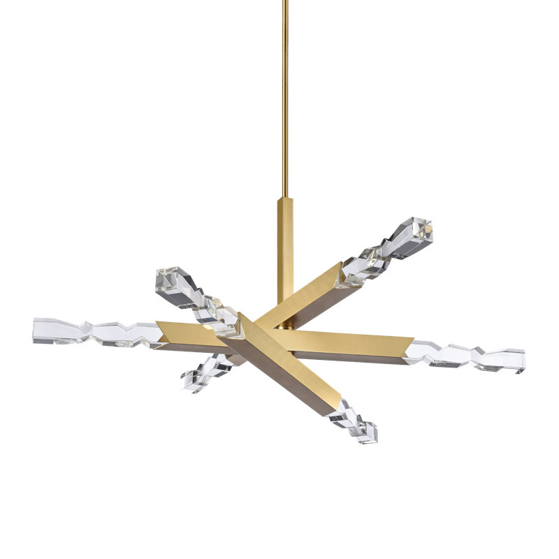 Lustre 6 lumières Mamadim, H 66,25 po x l 48 po x P 48 po, Laiton vieilli