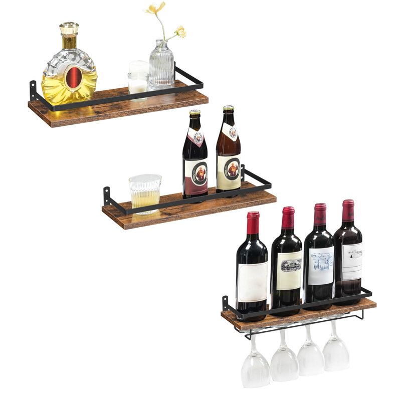 Brijesh Wall Mounted Wine Glass Rack Brown