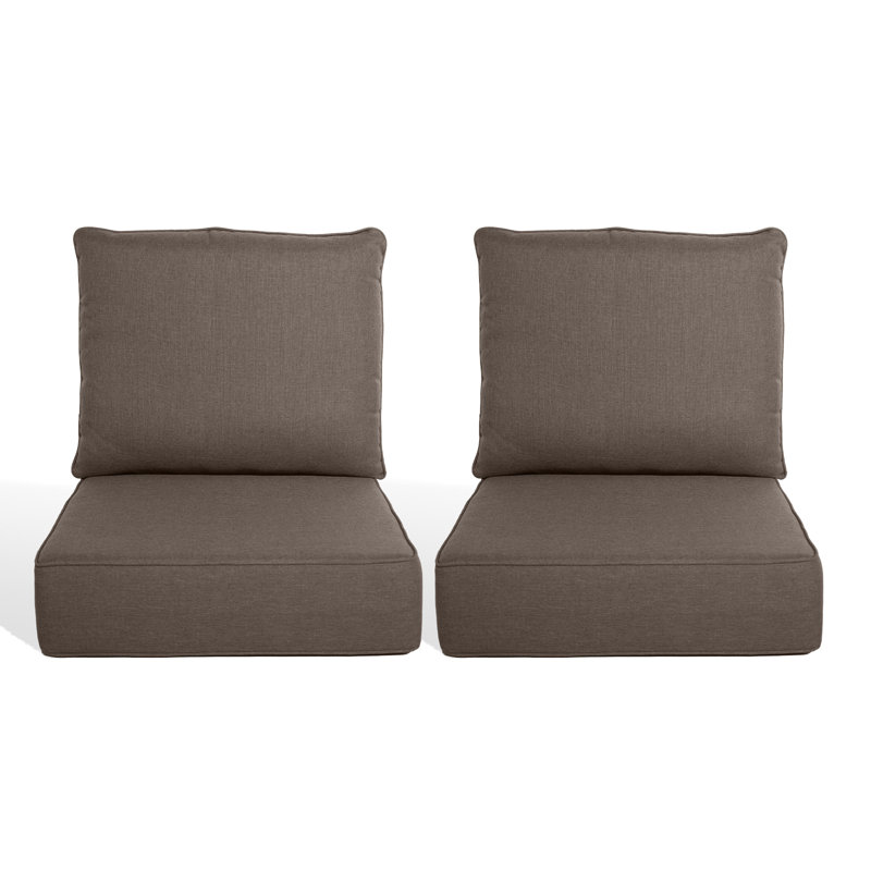 6" Outdoor Cushions For Patio Furniture, 22X24x6 Thick Seat Cushion Set Of 2, Fade Resistant Couch Chair Replacement Cushions High Density Deep Wicker Chair Cushion W/Removable Cover
